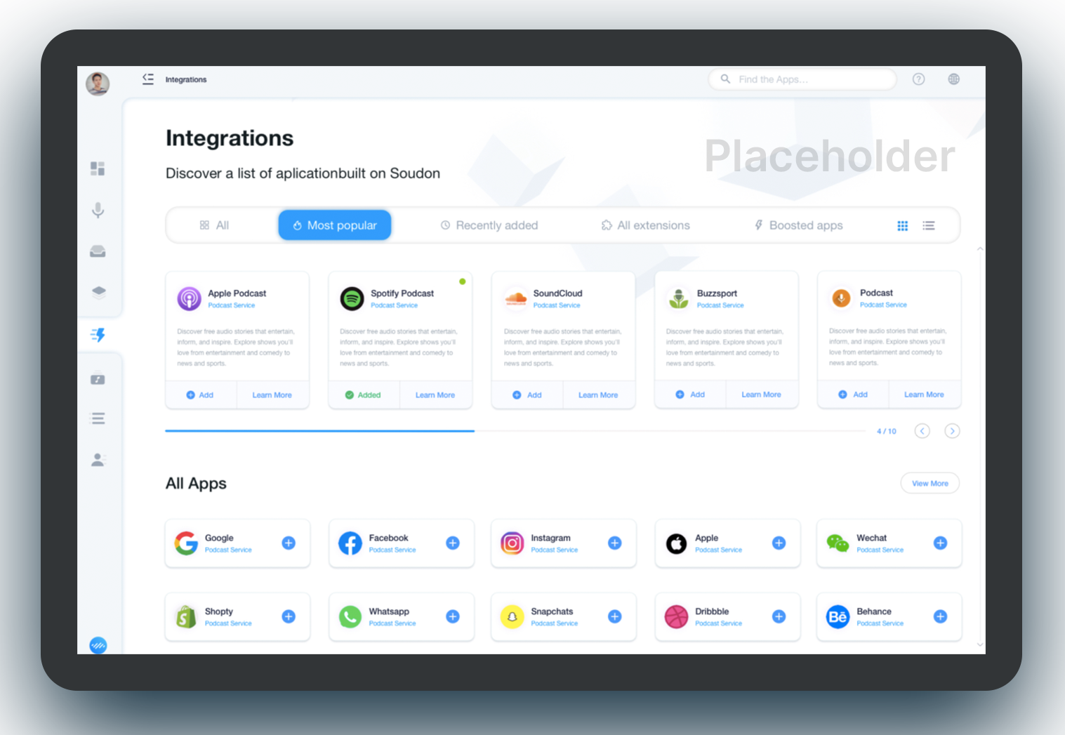 Showcasing control panel of the website